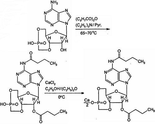 二丁酰环磷腺苷钙的合成路线图